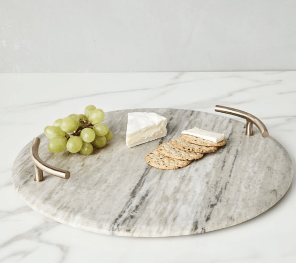 MARBLE + COPPER HANDLED CHEESE BOARD