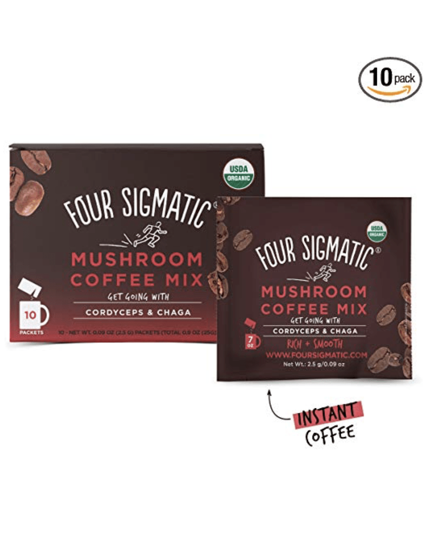 FOUR SIGMATIC MUSHROOM COFFEE, USDA ORGANIC COFFEE WITH CORDYCEPS AND CHAGA MUSHROOMS, PERFORMANC...