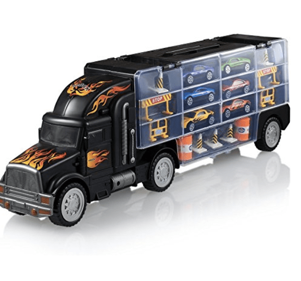 PLAY22 TOY TRUCK TRANSPORT CAR CARRIER - TOY TRUCK INCLUDES 6 TOY CARS &amp; ACCESSORIES - TOY TRUCKS...